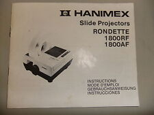 Instruções projetor de slides HANIMEX RONDETTE 1800 RF AF modelo e-mail/CD comprar usado  Enviando para Brazil