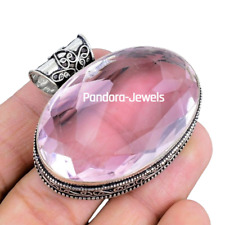 Pingente de corte oval de prata esterlina 925 feito à mão com pedra preciosa de morganita rosa comprar usado  Enviando para Brazil