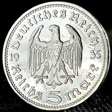 5 Monedas de Plata Reichsmark .900 Auténticas Tercer Reich Nazi Alemania 5 Marcos Águila segunda mano  Embacar hacia Argentina