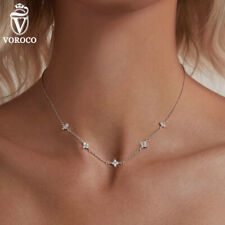 VOROCO Luxuoso Colar Trevo de Quatro Folhas de Prata 925 Elegante Feminino Presente Joia comprar usado  Enviando para Brazil