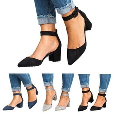 Sandálias femininas salto bloco tiras no tornozelo formatura trabalho sapatos de festa tamanho comprar usado  Enviando para Brazil