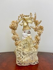 Usado, Decoração de bolo de casamento vintage década de 1940 9" smoking branco noivo arco de sino de renda comprar usado  Enviando para Brazil