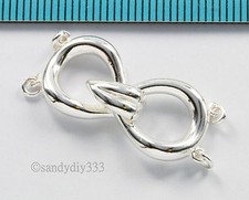 1x FLOR DE PLATA ESTERLINA BRILLANTE 2 HILOS CIERRE DE GANCHO CUENTA 23.5mm #2669 segunda mano  Embacar hacia Mexico