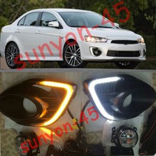 Usado, 2016-2019 For Mitsubishi Lancer LED DRL Daytime Running Lights+Halogen fog lamp comprar usado  Enviando para Brazil