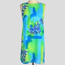 ð RJ Collection Chelsea Rousso Vestido de Chiffon Forrado Cores Aqua Floral Pequeno P , usado comprar usado  Enviando para Brazil