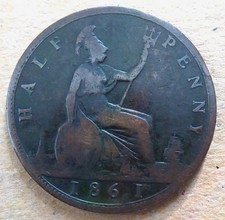 1861 halfpenny. for sale  CHESTER