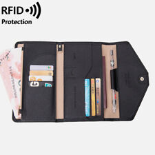 Usado, Porta-passaporte multifuncional feminino RFID viagem couro estojo cartão carteira dinheiro comprar usado  Enviando para Brazil