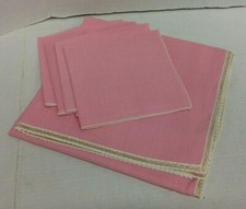 Mantel de comedor de primavera de cocina de tela rosa 42 cuadrado y 4 servilletas de tela de 14" segunda mano  Embacar hacia Mexico