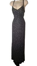 Vestido formal vintage LE GALA Mon Cherie 100% seda preto lantejoulas halter frisadas tamanho 4 comprar usado  Enviando para Brazil