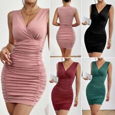 Mini vestido feminino sexy bodycon decote em V sem mangas festa clubwear vestido, usado comprar usado  Enviando para Brazil