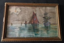 Tableau aquarelle paysage d'occasion  Pont-l'Abbé-d'Arnoult