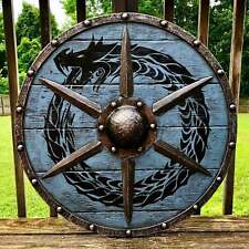 Escudo redondo medieval Larp guerreiro madeira e aço viking armadura escudo templário S2 comprar usado  Enviando para Brazil