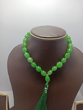 Usado, Contas ovais lisas de pedra preciosa tingida de esmeralda oração guru japa mala 12x14-10x11 mm comprar usado  Enviando para Brazil