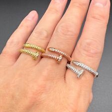 Novo anel de unhas de ouro com placa de ouro de zircônia cúbica tamanho ajustável comprar usado  Enviando para Brazil