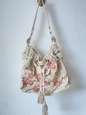 Usado, Bolsa Hobo Isabella Fiore Couro Bordado Bege, Estilo Boêmio comprar usado  Enviando para Brazil