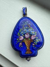 Antigo relógio pingente de esmalte Guilloche vintage esterlina comprar usado  Enviando para Brazil