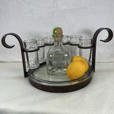 Juego de chupitos de tequila de bronce con seis tiradores de tequila de vidrio y bandeja de vidrio 8 piezas segunda mano  Embacar hacia Mexico