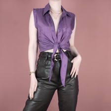 Usado, Blusa feminina vintage anos 80 anos 90 seda cropped roxa cintura amarrada blusa pequena 10 comprar usado  Enviando para Brazil
