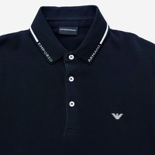 Camisa polo masculina Emporio Armani logotipo colarinho soletrado G (M/S) preta elástica macia comprar usado  Enviando para Brazil