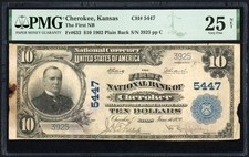 Cherokee, Kansas First National Bank 1902 $10 nota traseira simples PMG MUITO BOM ESTADO 25 LÍQUIDO comprar usado Cherokee, Kansas First National Bank 1902 $10 nota traseira simples PMG MUITO BOM ESTADO 25 LÍQUIDO comprar usado  Enviando para Brazil