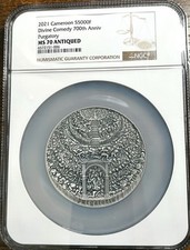 2021 5 Oz prata 5000 francos Camarões The Divine Comedy PULGATORIO NGC MA70 antigo comprar usado  Enviando para Brazil