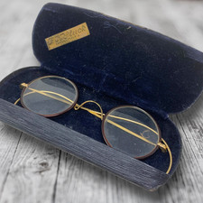 Armações de óculos antigas Windsor redondas John Lennon apenas metal dourado + estojo OG, usado comprar usado  Enviando para Brazil