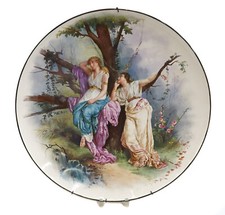 Carregador inglês pintado à mão porcelana grande 24 polegadas duas mulheres por volta de 1900 comprar usado  Enviando para Brazil