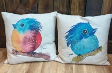 Conjunto de 2 travesseiros Inga aquarela pássaros 16" X 16" estilo Akua design sofá  comprar usado  Enviando para Brazil