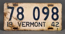 1942 license plate for sale  Hubbardston