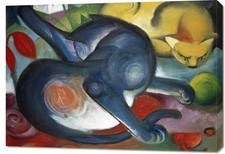 Obraz 100x70cm Two Cats, Blue and Yellow, Marc Vintage do Salonu na sprzedaż  PL