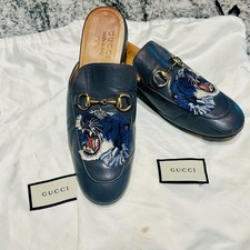 Chinelo Gucci Princetown Horsebit Mule couro cinza bordado tigre tamanho 8, usado comprar usado Chinelo Gucci Princetown Horsebit Mule couro cinza bordado tigre tamanho 8, usado comprar usado  Enviando para Brazil