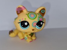 Autentyczny Littlest Pet Shop #1839 Kot Przykucnięcie Żółty Dekoracyjny Tatuaż Niebieskie oczy LPS na sprzedaż  PL