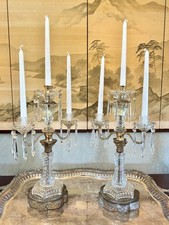 Par de candlabras estilo antigo vintage cristal latão 3 chamas Dark Academia 17,25”h comprar usado  Enviando para Brazil