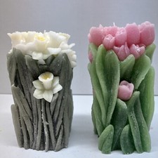 2 velas de bloco floral narcisos e rosas rosa sem luz 6,5” comprar usado  Enviando para Brazil