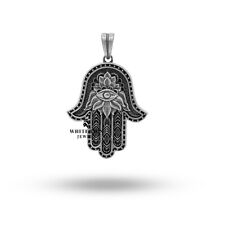 Pingente Hand of Fatima Hamsa Evil Eye feito à mão prata 925 amuleto presente, usado comprar usado  Enviando para Brazil