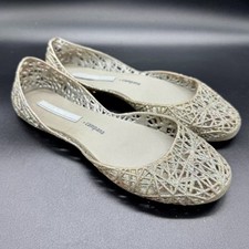 Melissa+Campana Papel Balé Plano Prata Cinza Glitter Metálico Biqueira Redonda Tamanho 7 comprar usado  Enviando para Brazil