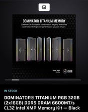 Zestaw pamięci DOMINATOR® TITANIUM RGB 32GB 2x16GB DDR5 6600MT CL32 Intel XMP czarny na sprzedaż  Wysyłka do Poland