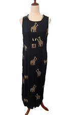 Usado, Vestido maxi feminino vintage estampa girafa RJ&Co tamanho 12 colar preto sem mangas comprar usado  Enviando para Brazil