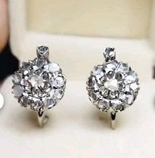 Brincos antigos de diamante dormentes de diamante. Diamantes de corte rosa. Dormeuse. Brincos comprar usado  Enviando para Brazil