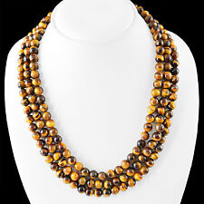 EXCELENTE COLAR DE CONTAS REDONDAS OLHO DE TIGRE DOURADO NATURAL 3 LINHAS 635,00 CTS (DG) comprar usado  Enviando para Brazil