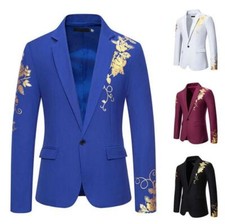 Blazer masculino moda juvenil dourado floral lapela ternos jaqueta de casamento casaco  comprar usado  Enviando para Brazil