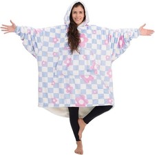 Cobertor vestível THE COMFY original Sherpa forrado de microfibra lã xadrez floral, usado comprar usado  Enviando para Brazil