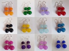 Pendientes colgantes de gancho de plata de piedras preciosas multicolor de 8-10 mm múltiples opciones de color segunda mano  Embacar hacia Mexico
