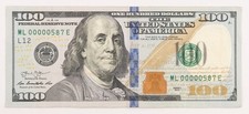 Nota da Reserva Federal de US$ 100 2013 série LOW SERIAL ML00000587E (3 dígitos) comprar usado  Enviando para Brazil