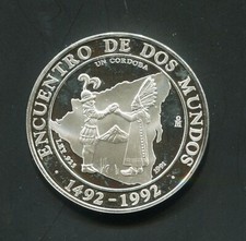 tu_bazar    NICARAGUA 1 CORDOBA PLATA 1991 ENCUENTRO  DOS MUNDOS PROOF comprar usado  Enviando para Brazil