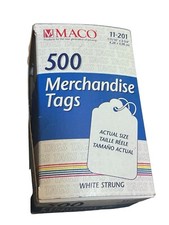 Etiquetas de mercadorias Maco 11-201 com corda branca, 1-11/16 x 2-3/4", pacote com 500 comprar usado  Enviando para Brazil