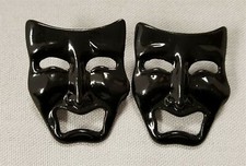 Usado, PAR DE BRINCOS PERFURADOS VINTAGE ESMALTE PRETO "TRAGÉDIA" TRAGÉDIA E COMÉDIA 1,5" S47 comprar usado  Enviando para Brazil