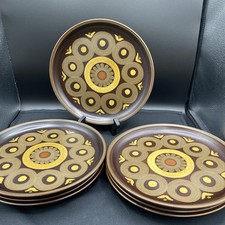 7 Pratos Vintage Denby 10" ARABESCO MCM Marrom Floral Ouro Amarelo, Laranja Ferrugem comprar usado  Enviando para Brazil