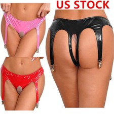 Lingerie de couro sexy feminina cuecas molhada olhar calcinha de cintura baixa com clipes, usado comprar usado  Enviando para Brazil