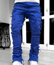 Usado, Calça jeans masculina motoqueiro reta casual skinny slim fit hip hop comprar usado  Enviando para Brazil